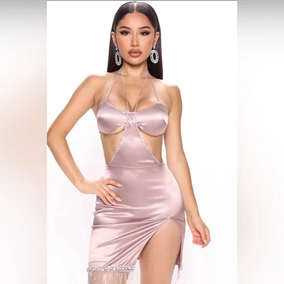 rhinestone fringe dress fashion nova Fashion Nova Rhinestone Fringe Dress – Diva On Fleek Boutique main image 1